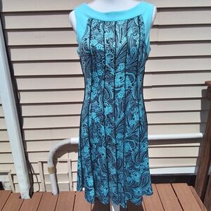 Perceptions New York 2 piece light blue and black sleeveless dress Size M